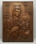 Резная икона «Иверская икона Божией Матери» из дуба(арт.И-00004) - уменьшенное фото.№1