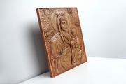 Резная икона «Иверская икона Божией Матери» из дуба(арт.И-00041) - уменьшенное фото.№3