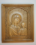 Резная икона «Казанская икона Божией Матери» из бука(арт.И-00001) - уменьшенное фото.№1