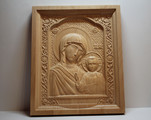 Резная икона «Казанская икона Божией Матери» из бука(арт.И-00011) - уменьшенное фото.№3
