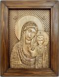Резная икона «Казанская икона Божией Матери» из бука(арт.И-00028) - уменьшенное фото.№1