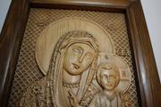 Резная икона «Казанская икона Божией Матери» из бука(арт.И-00028) - уменьшенное фото.№6