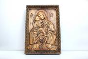 Резная икона «Почаевская икона Божией Матери» из дуба(арт.И-00035) - уменьшенное фото.№3