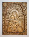 Резная икона «Владимирская икона Божией Матери» из бука(арт.И-00002) - уменьшенное фото.№1