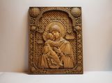 Резная икона «Владимирская икона Божией Матери» из бука(арт.И-00002) - уменьшенное фото.№2