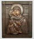 Резная икона «Владимирская икона Божией Матери» из дуба(арт.И-00021) - уменьшенное фото.№1