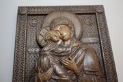 Резная икона «Владимирская икона Божией Матери» из дуба(арт.И-00021) - уменьшенное фото.№12