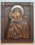 Резная икона «Владимирская икона Божией Матери» из дуба(арт.И-00021) - уменьшенное фото.№3