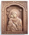 Резная икона «Владимирская икона Божией Матери» из дуба(арт.И-00033) - уменьшенное фото.№1