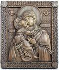 Резная икона «Владимирская икона Божией Матери» из дуба(арт.И-00037) - уменьшенное фото.№1