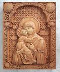 Резная икона «Владимирская икона Божией Матери» из дуба(арт.И-00042) - уменьшенное фото.№5