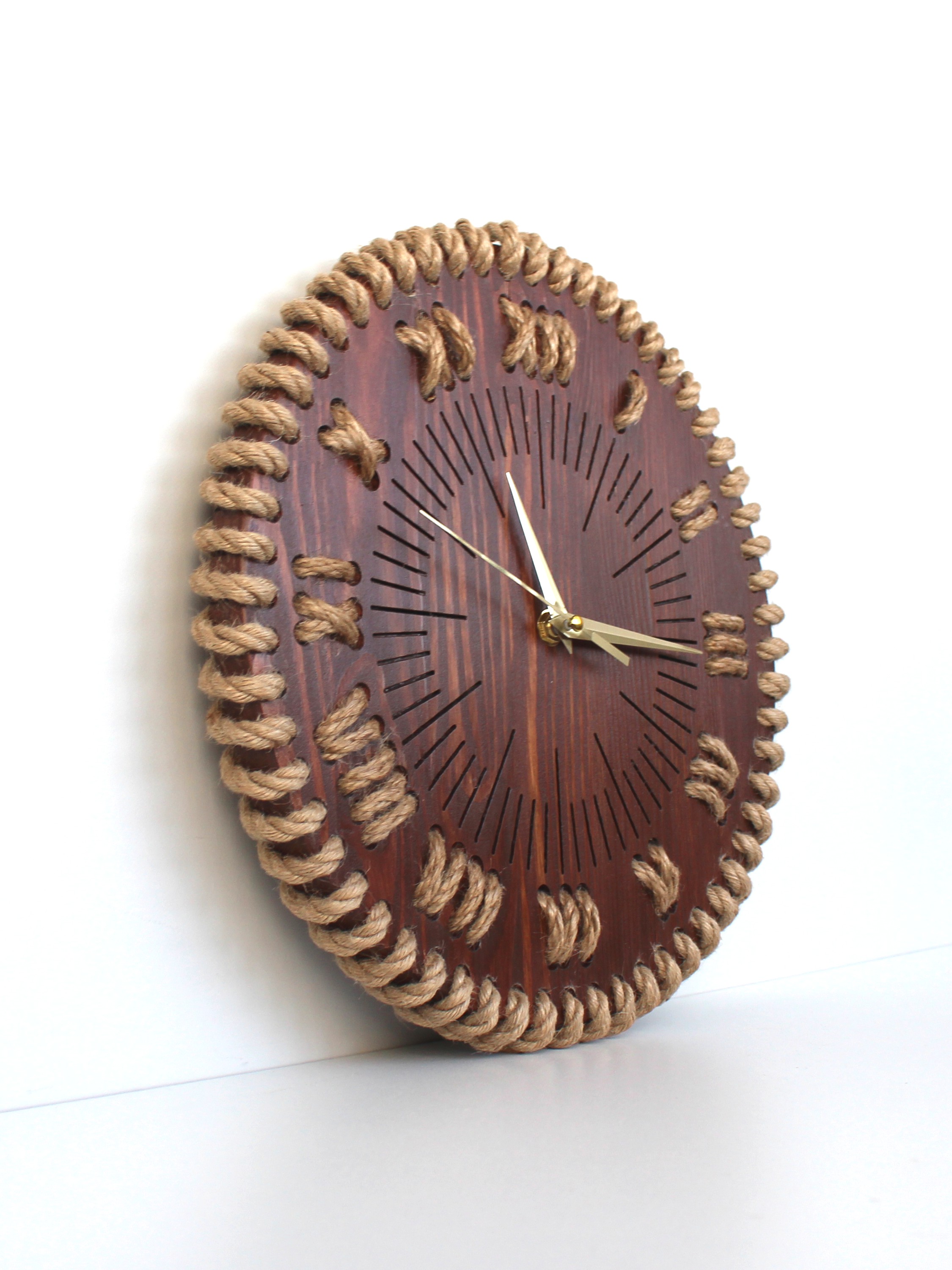 Часы из дерева и джута «Атмосфера»