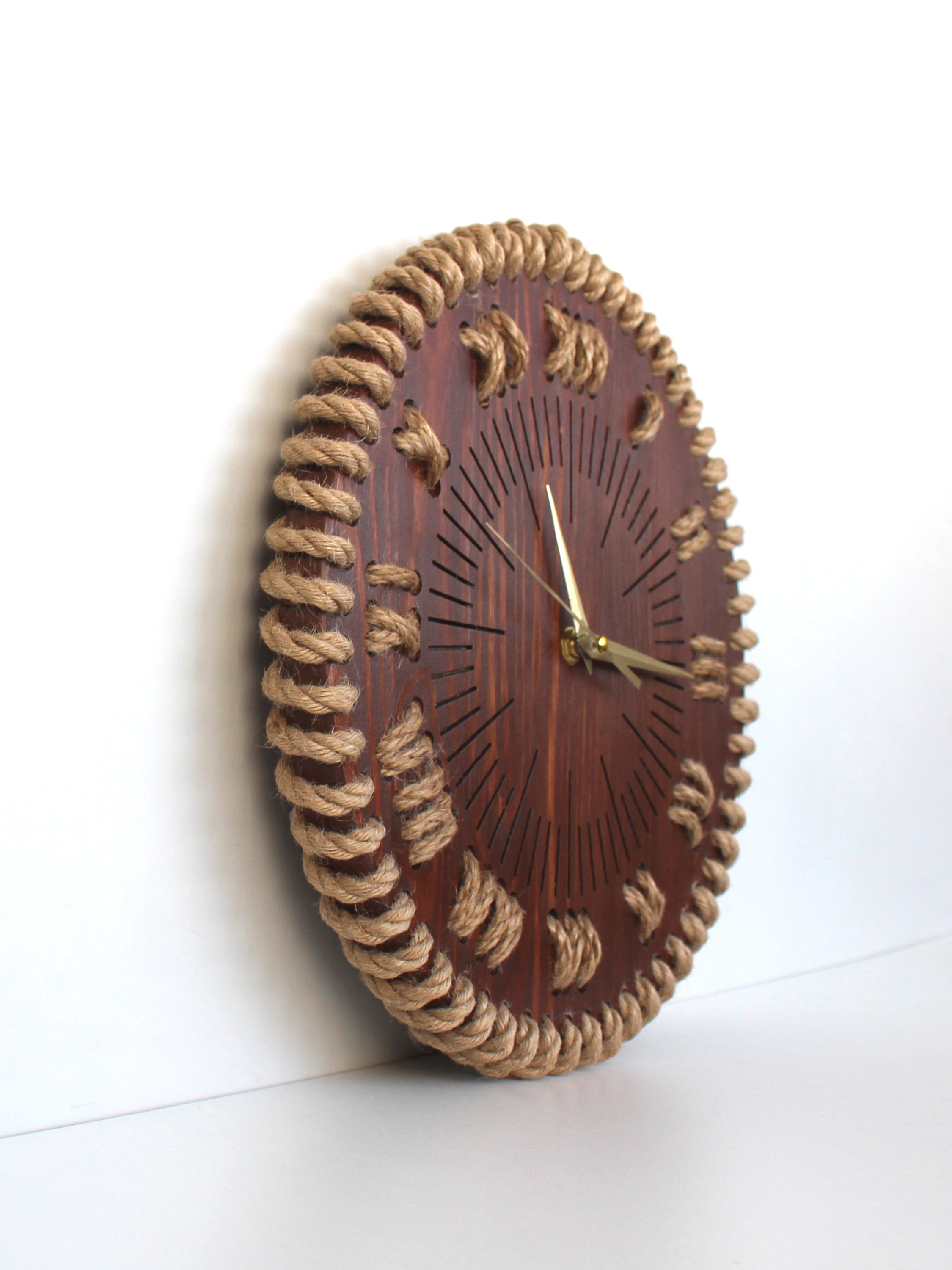 Часы из дерева и джута «Атмосфера»