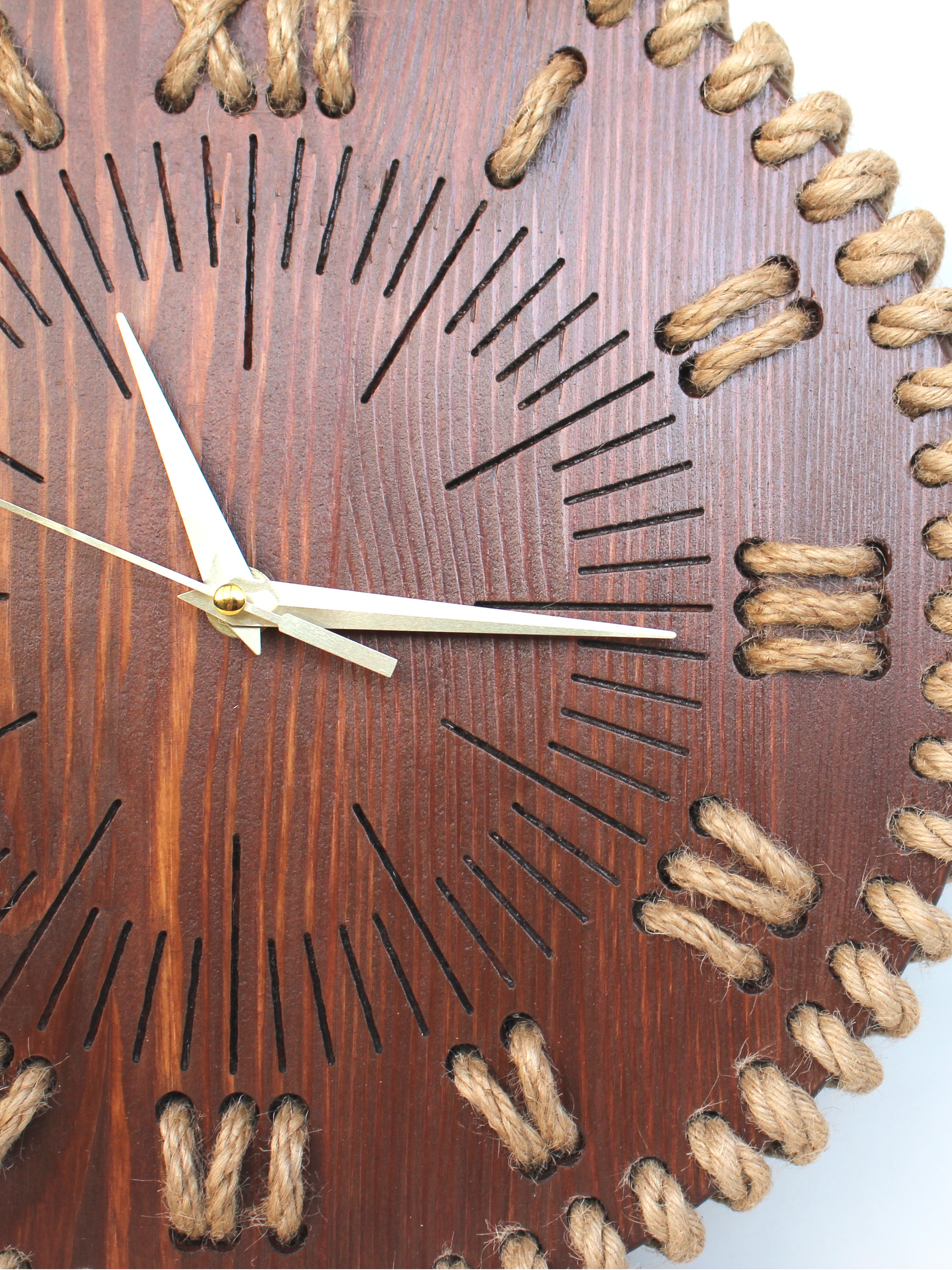 Часы из дерева и джута «Атмосфера»