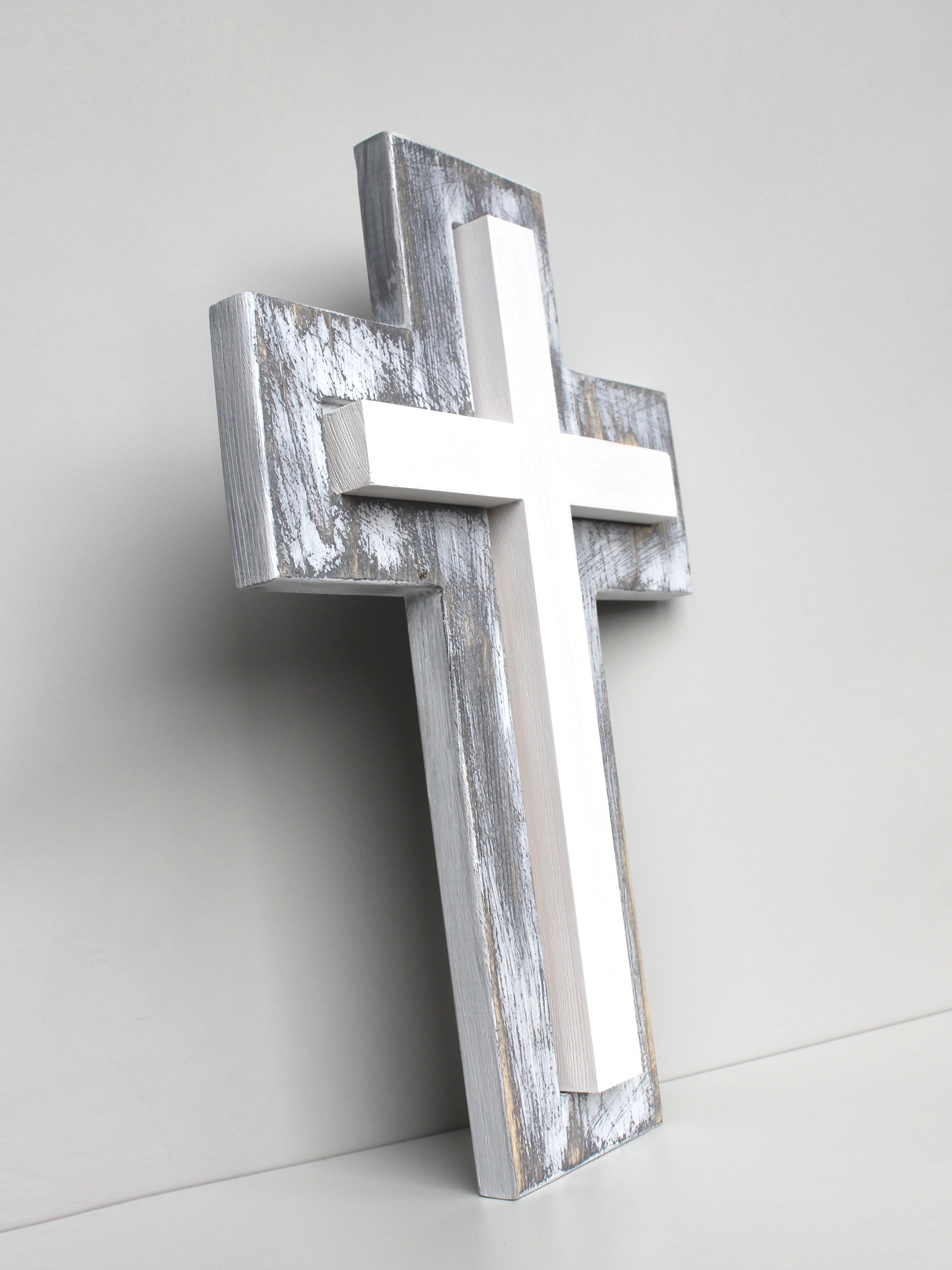 Крест настенный сдвоенный из дерева