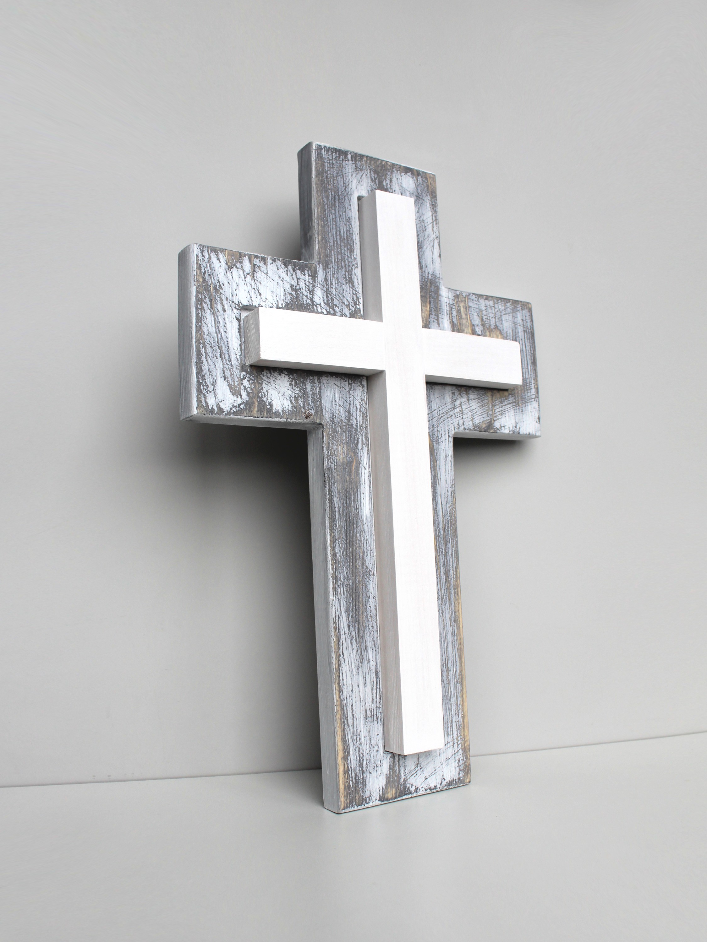 Крест настенный сдвоенный из дерева