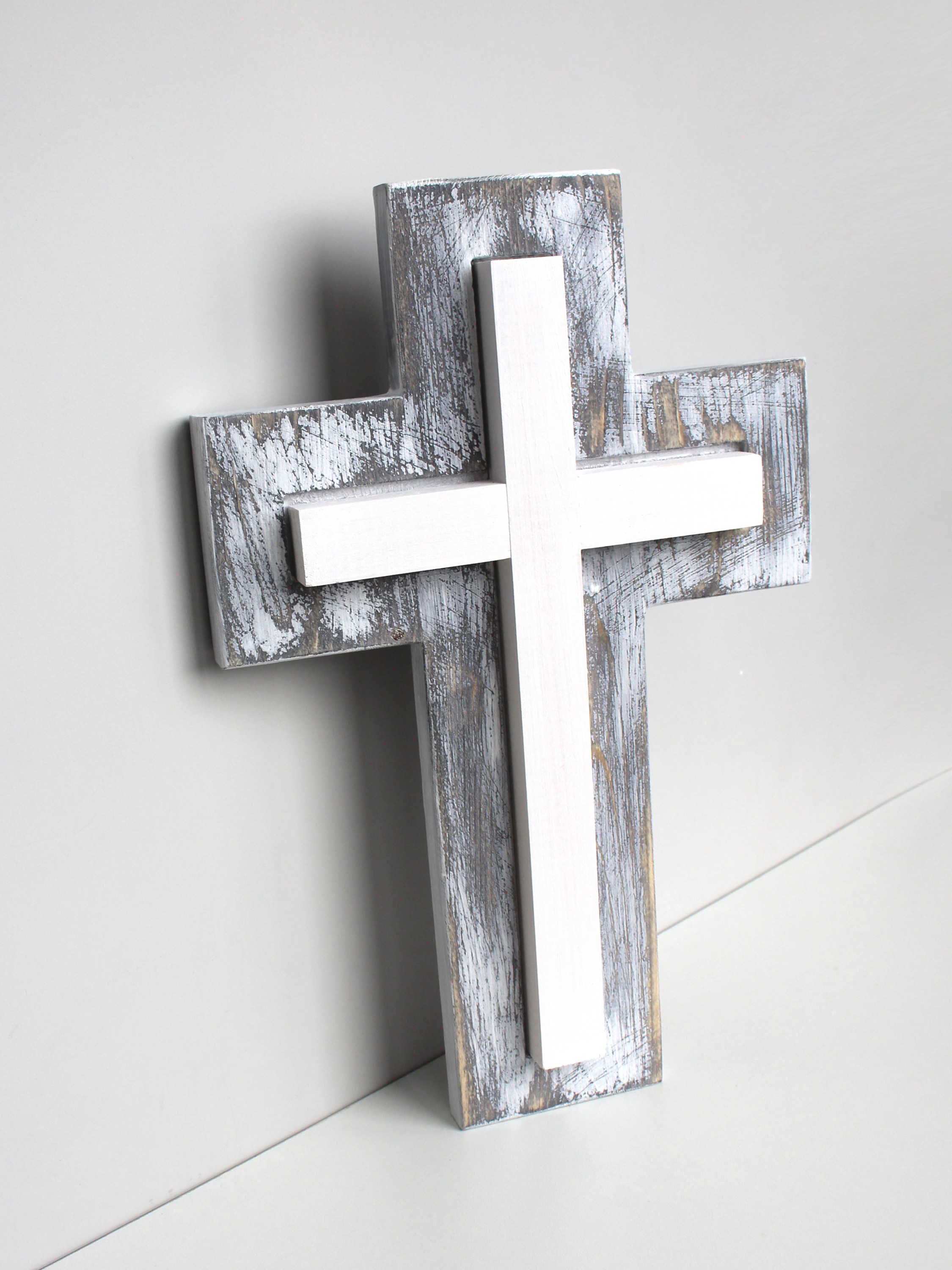 Крест настенный сдвоенный из дерева