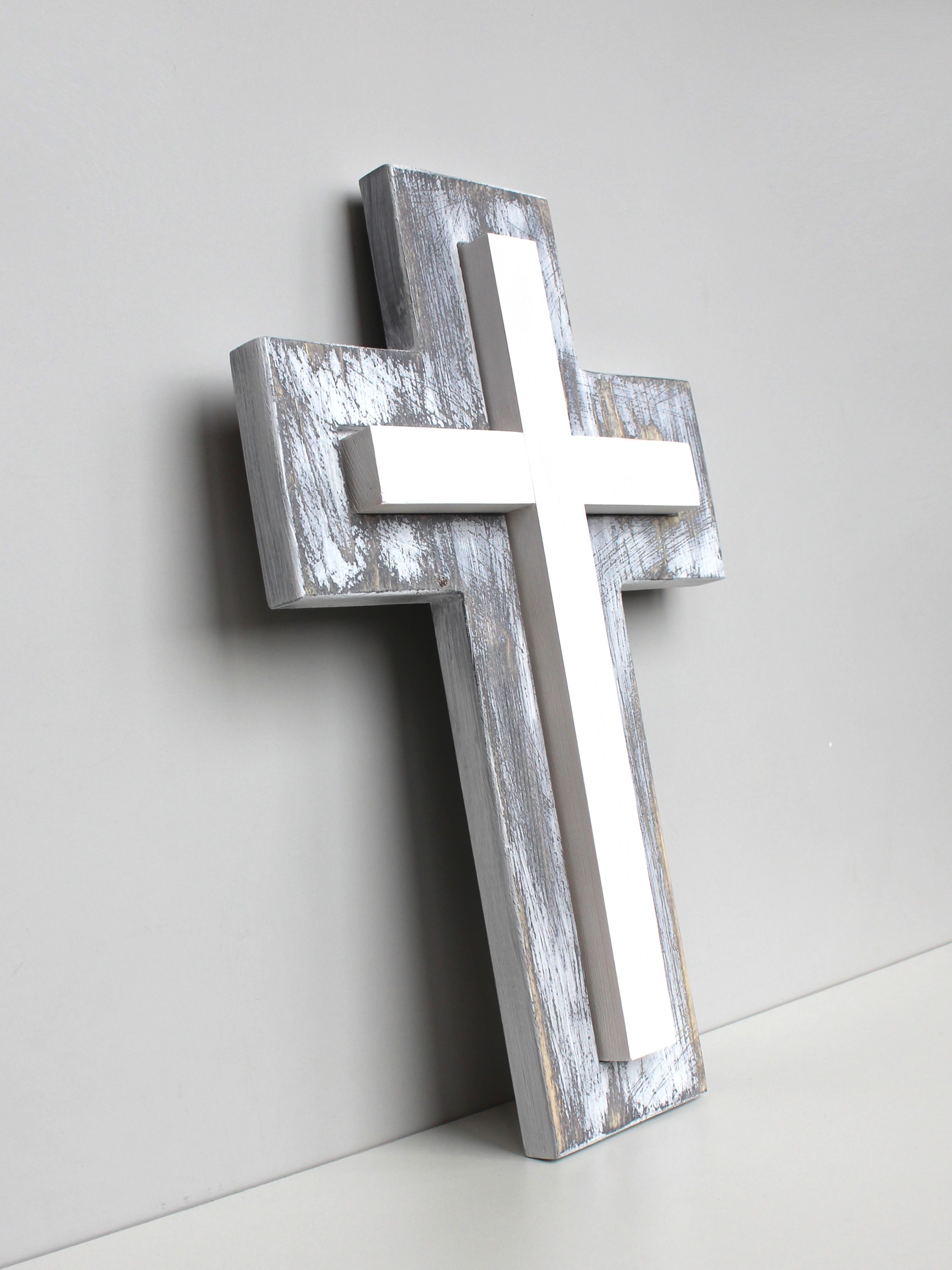 Крест настенный сдвоенный из дерева