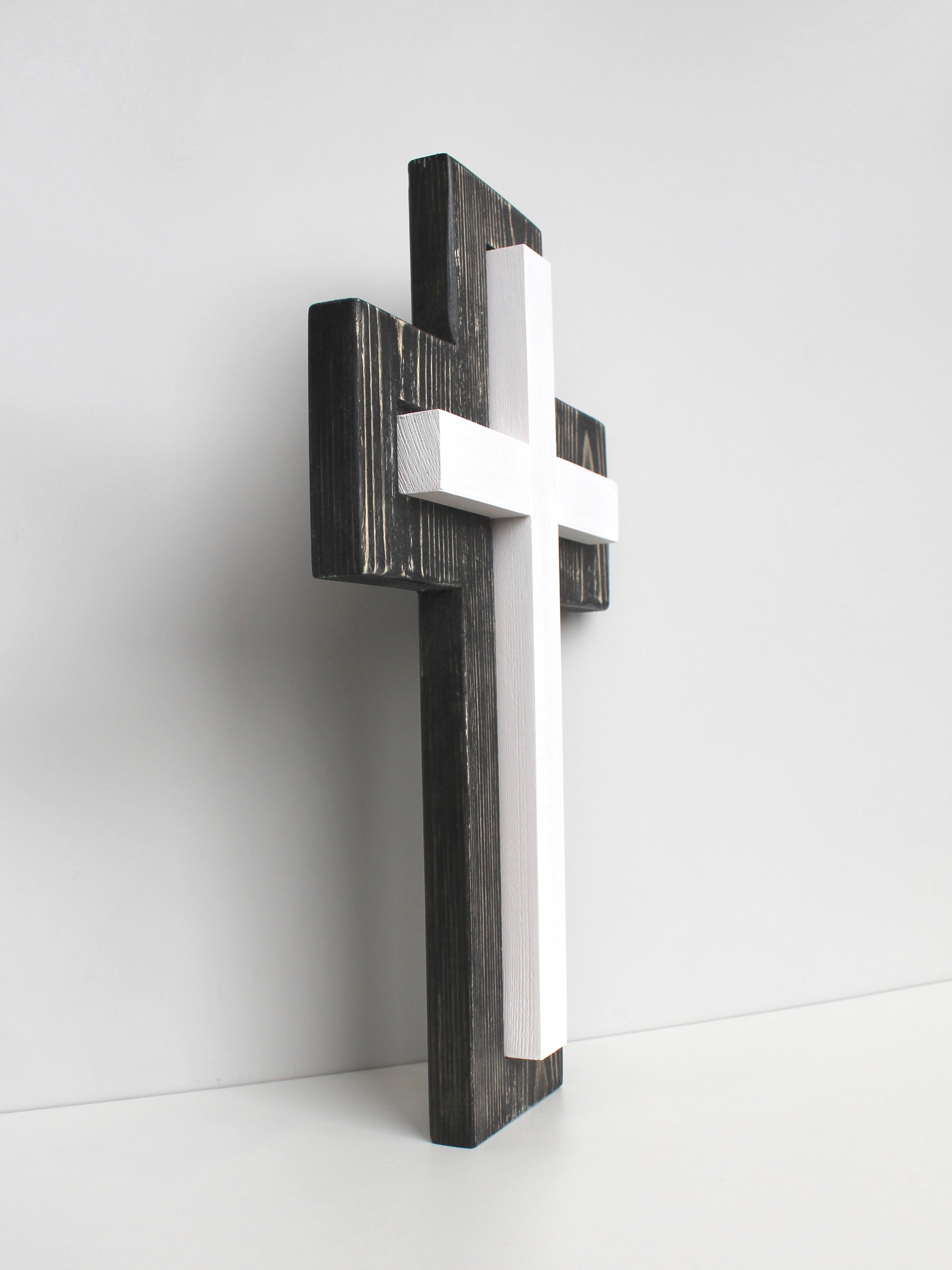 Крест настенный сдвоенный из дерева
